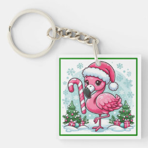 Porte-clefs Clipart de sublimation du Flamant rose de Noël