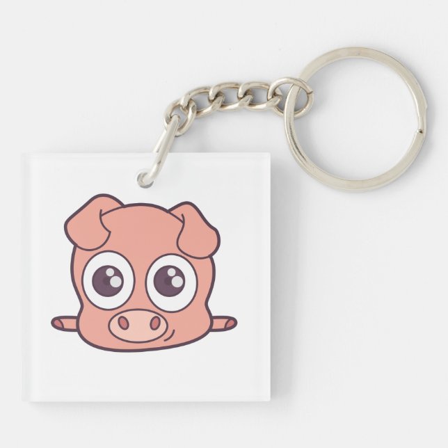 Porte-clefs Clipart mignon de porc (Dos)