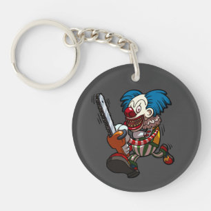 Porte-clefs Clown à tronçonneuse colorée Halloween Horreur Des