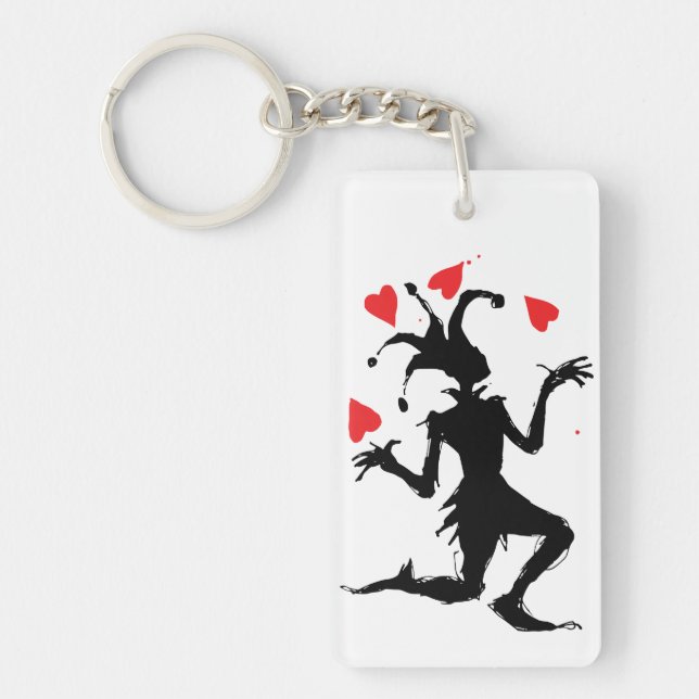 Porte-clefs Clown Effrayant Jouant avec des Cœurs (Devant)