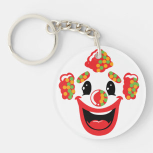 Porte-clefs Clown joyeux avec cheveux colorés