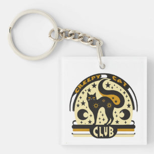 Porte-clefs Club Chat Crépusculaire – Création Rétro de Chat N