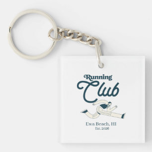 Porte-clefs Club de course graphique personnalisé bleu marine