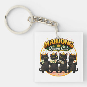 Porte-clefs Club des Reines de Mahjong Chats Noirs Mignons