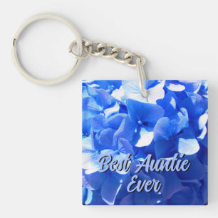 Porte-clefs Cobalt bleu floral élégant bleu hydrangées