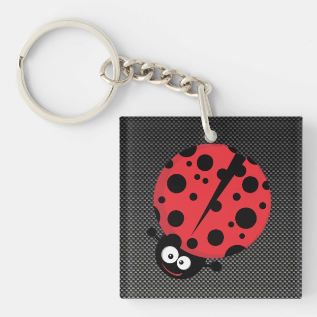 Porte-clefs Coccinelle ; Fibre de carbone de Faux (Devant)