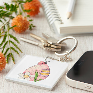 Porte-clefs Coccinelle Œuf de Pâques
