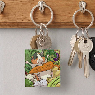 Porte-clefs Cochon d'Inde Mignon 100% Carotte Légume Dessin An