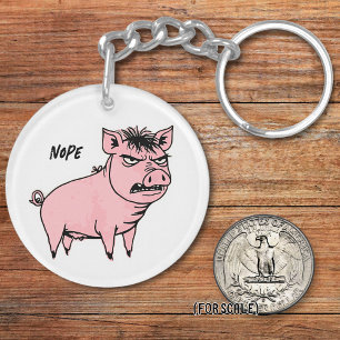 Porte-clefs Cochon en colère Dessin Sarcastique Sac à Phrase C