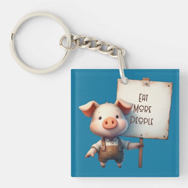 Porte-clefs Cochon - Manger plus de gens (Devant)