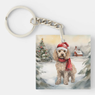 Porte-clefs Cockapoo Dog in Snow Christmas