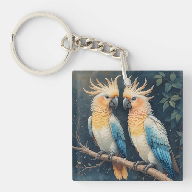 Porte-clefs Cockatoo Parrot Couple (Devant)