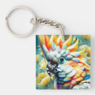 Porte-clefs Cockatoo Whimsal Oiseau Pépites jaunes Floral
