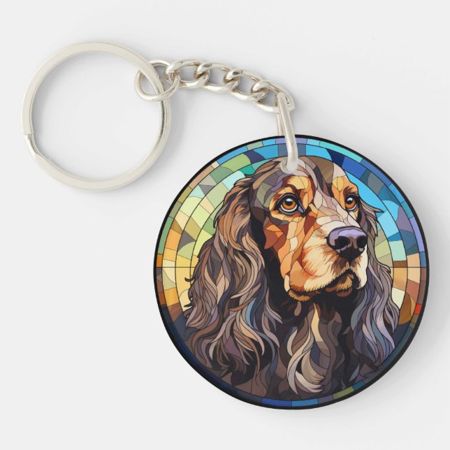 Porte-clefs Cocker en verre doux Spaniel Dog (Devant)