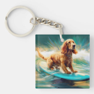 Porte-clefs Cocker Spaniel Beach Surf Peinture