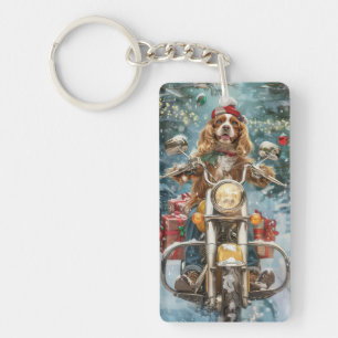 Porte-clefs Cocker Spaniel Chien équitation Moto Noël