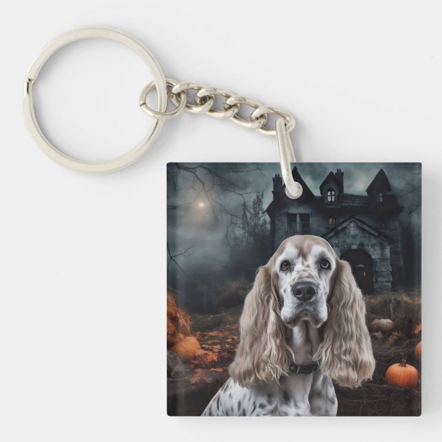 Porte-clefs Cocker Spaniel Halloween effroi (Devant)