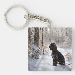 Porte-clefs Cocker Spaniel Laisser Neige Noël
