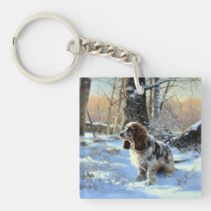 Porte-clefs Cocker Spaniel Laissez tomber la neige Noël