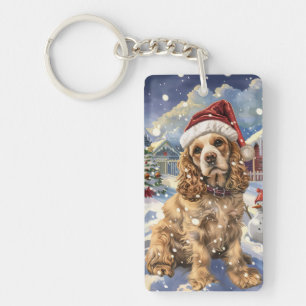 Porte-clefs Cocker Spaniel Merveilleux Noël Hiver