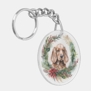 Porte-clefs Cocker Spaniel Noël Wreath Festive Pup