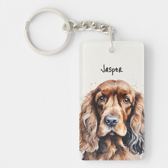 Porte-clefs Cocker Spaniel Nom personnalisé (Devant)