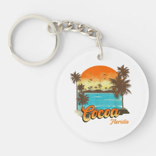 Porte-clefs Cocoa Florida Beach Vacances été Palm Sunset