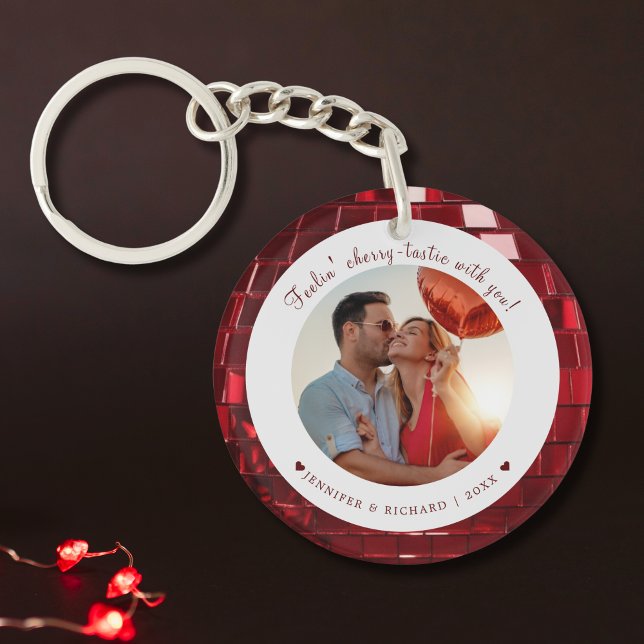 Porte-clefs Codé Cherry Custom Valentine's Day Photo Heart (Cherry Coded Custom Valentine's Day Photo Heart Keychain)