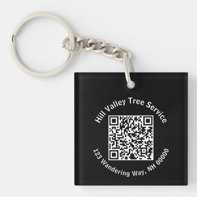 Porte-clefs Code et texte QR noir et blanc d'entreprise (Devant)
