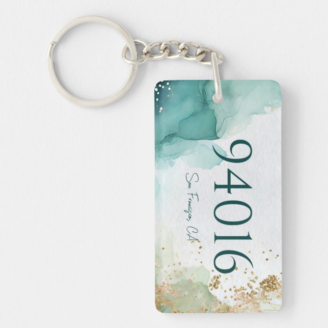 Porte-clefs Code postal et ville Nouveau cadeau maison (Devant)