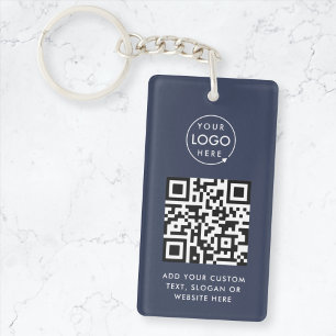 Porte-clefs Code QR   Business Logo Professional Navy Blue