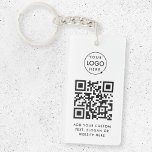 Porte-clefs Code QR | Business Logo Professionnel Simple Blanc<br><div class="desc">Un simple modèle de code QR d'entreprise blanc personnalisé dans un style minimaliste moderne qui peut être facilement mis à jour avec le logo de votre entreprise,  le code QR et le texte personnalisé,  par exemple,  scannez-moi vers...  #QRcode #logo #porte - clé #business</div>