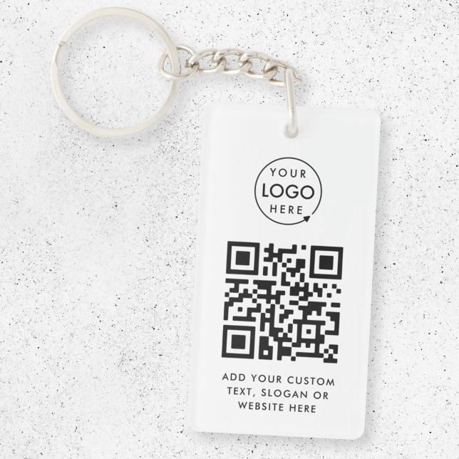 Porte-clefs Code QR | Business Logo Professionnel Simple Blanc (Créateur téléchargé)