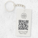 Porte-clefs Code QR | Business Logo Professionnel Simple Grey<br><div class="desc">Un simple modèle de code QR d'entreprise gris personnalisé dans un style minimaliste moderne qui peut être facilement mis à jour avec le logo de votre entreprise,  le code QR et le texte personnalisé,  par exemple,  scannez-moi vers...  #QRcode #logo #porte - clé #business</div>