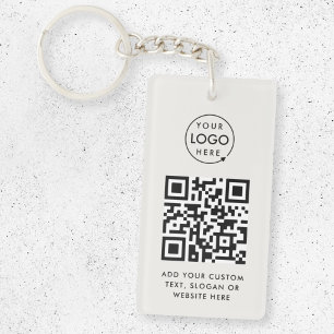Porte-clefs Code QR Business Logo Professionnel Simple Grey