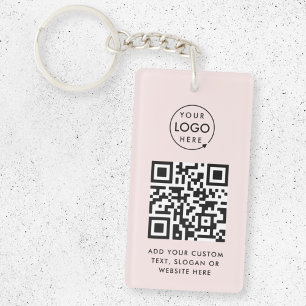 Porte-clefs Code QR   Business Logo Professionnel Simple Rose