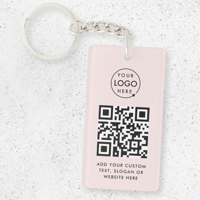 Porte-clefs Code QR | Business Logo Professionnel Simple Rose (Créateur téléchargé)