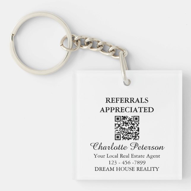 Porte-clefs Code QR Cadeau de Référence Immobilier Agent Immob (Devant)
