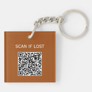 Porte-clefs Code QR de couleur unie Scannez si perdu Roux Élég