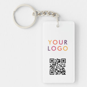 Porte-clefs Code QR de l'entreprise Logo Blanc