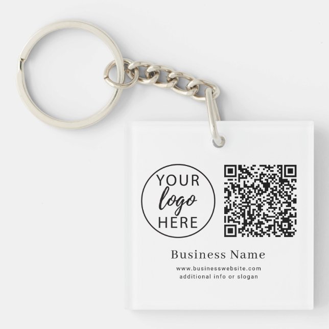 Porte-clefs Code QR de logo d'entreprise personnalisé Minimali (Devant)