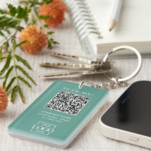 Porte-clefs Code QR de logo d'entreprise personnalisé moderne (Devant droit)