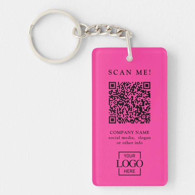 Porte-clefs Code QR de logo d'entreprise personnalisé moderne (Devant)