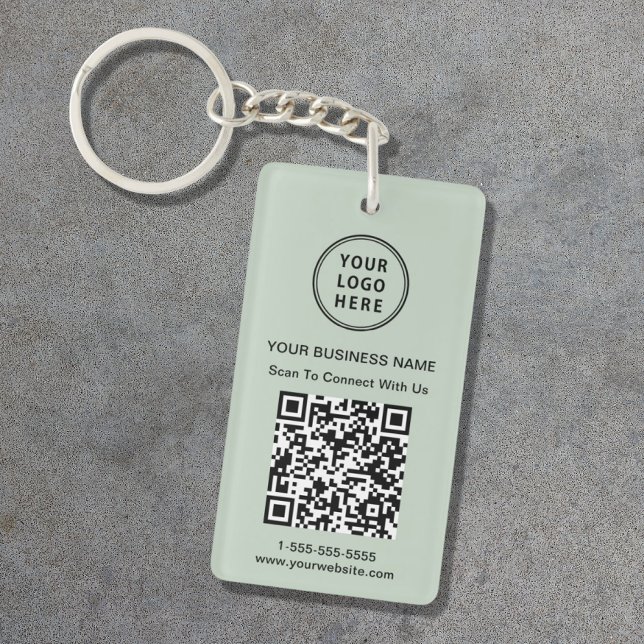 Porte-clefs Code QR de logo d'entreprise promotionnel Vert sau (Créateur téléchargé)