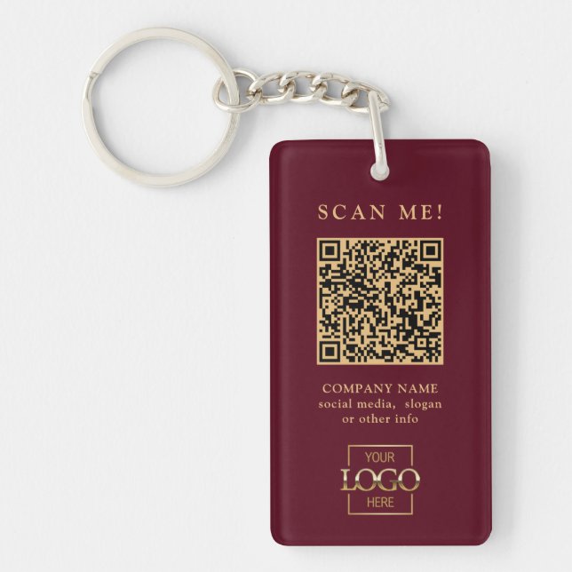 Porte-clefs Code QR de logo d'entreprise sur mesure moderne (Devant)