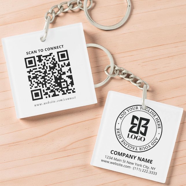 Porte-clefs Code QR de logo personnalisé moderne pour la promo (Créateur téléchargé)