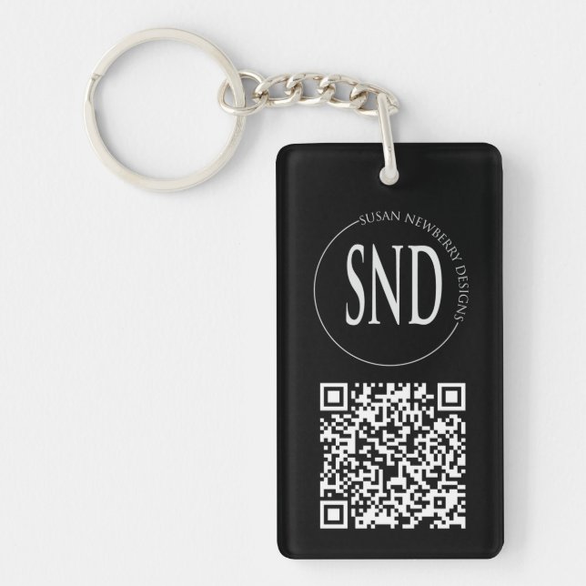 Porte-clefs Code QR de logo personnalisé simple pour entrepris (Devant)