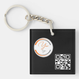 Porte-clefs Code QR de logo simple Entreprise jaune clair