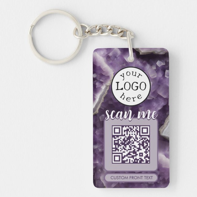 Porte-clefs Code QR double pour l'améthyste pourpre d'entrepri (Devant)