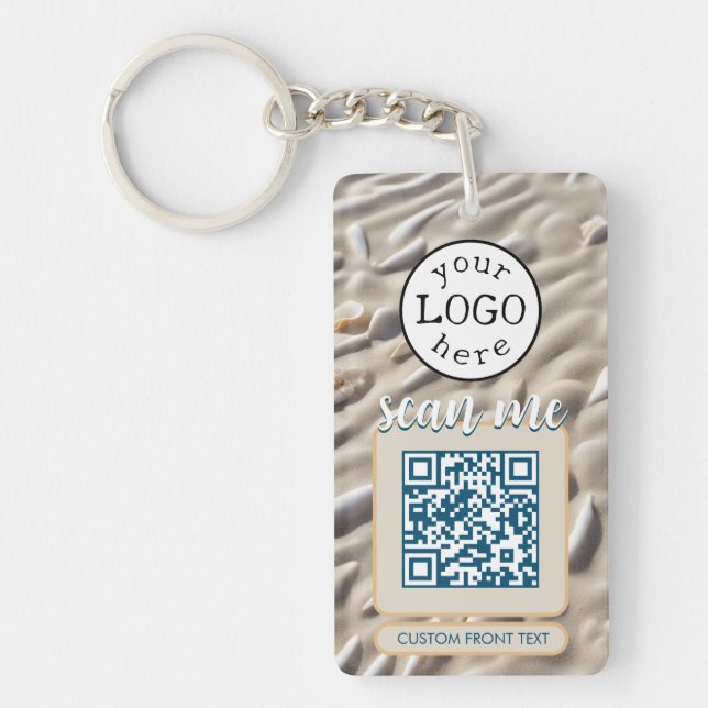 Porte-clefs Code QR double pour les affaires Sandy Beach (Devant)